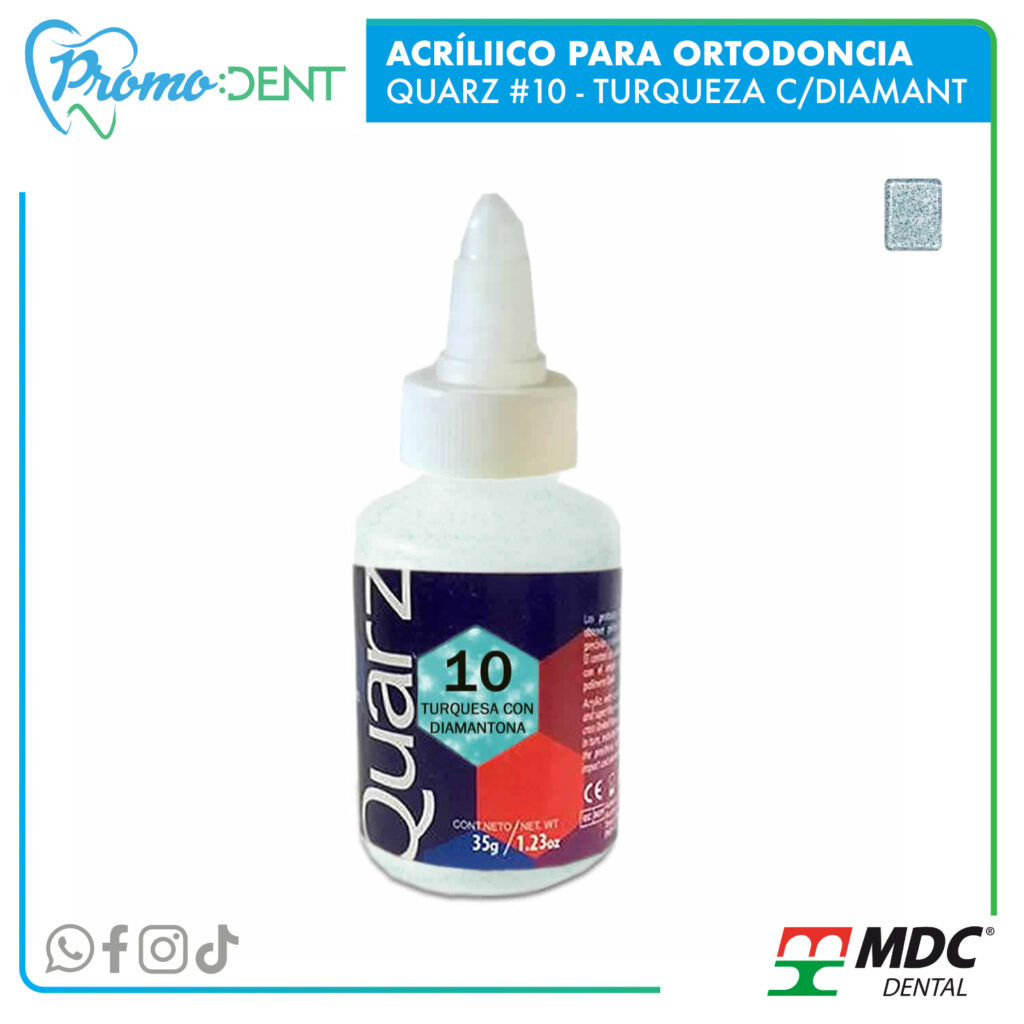 Acrílico para ortodoncia Quarz #10 Turqueza con diamantina